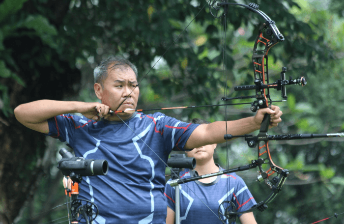 Archery group class at outdoor range in Singapore