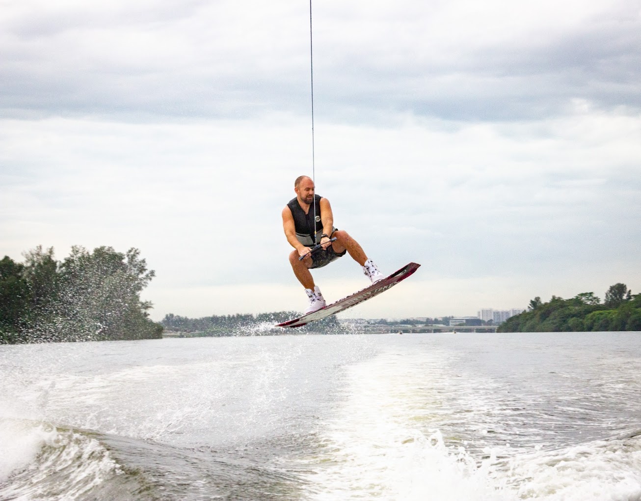Wakeboarding class on open water in Singapore