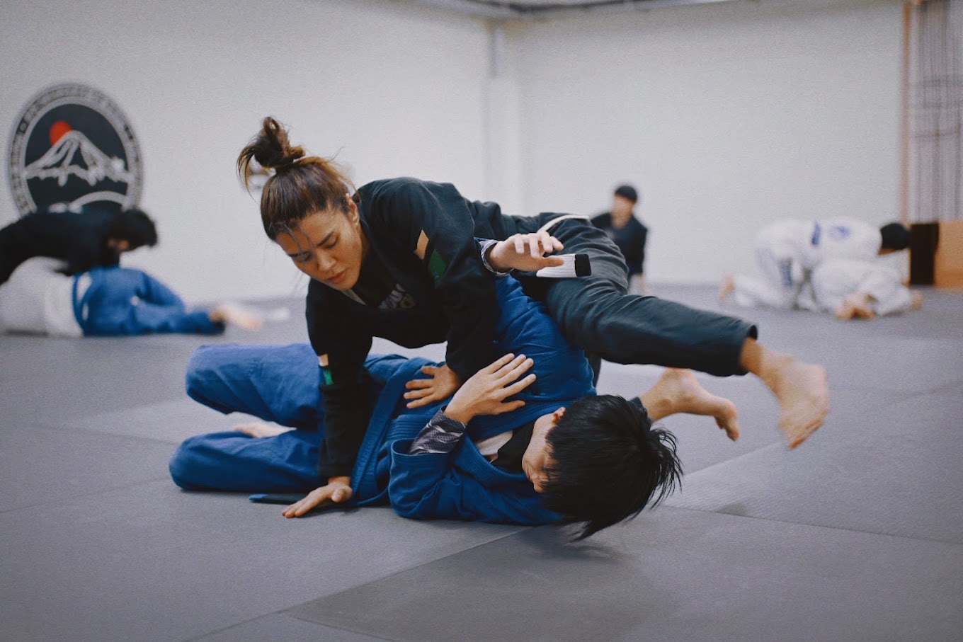 Martial arts group class with instructor